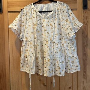 Floral White Blouse